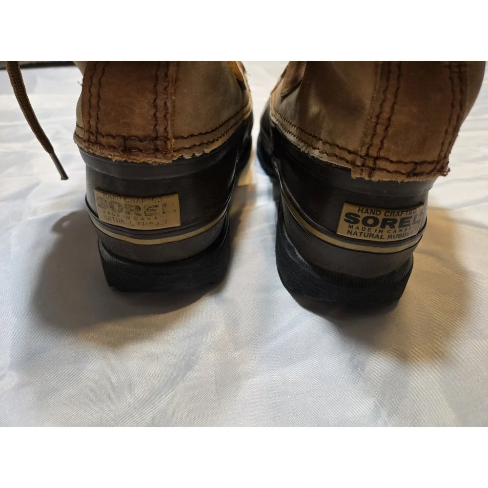 Vintage SOREL Alpine Boots Made In Canada Brown Leather Snow Duck Boots Womens 8